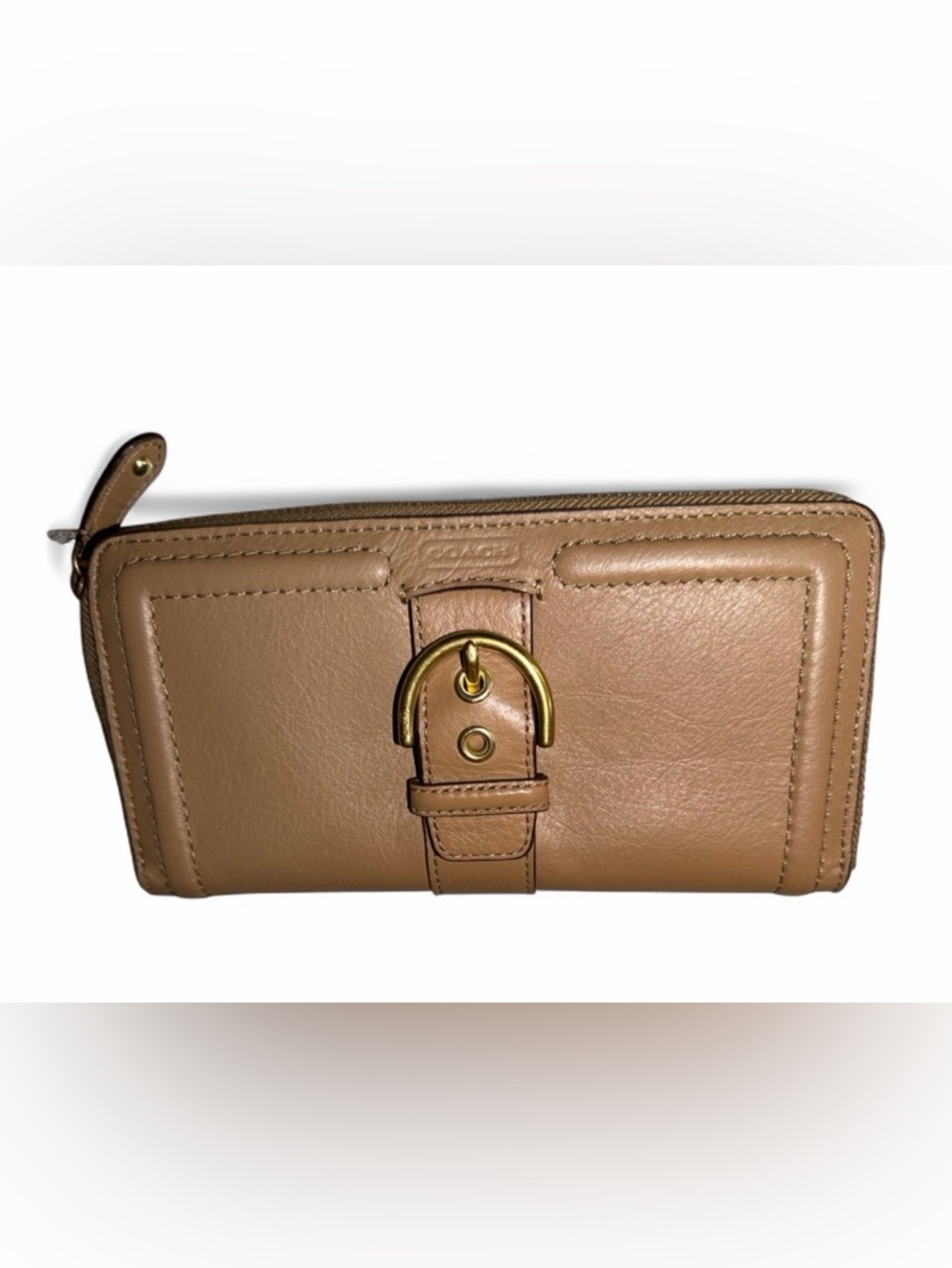 Coach Vintage Leather Zip Wallet with Buckle Accent EUC